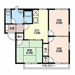 フレグランス・ユーA 3DKの間取図画像