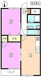 メゾーネDELFI 2DKの間取図画像