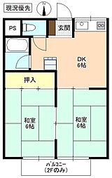 コーポマルタ 2DKの間取図画像
