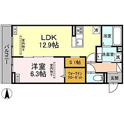 GRAND D-ROOM里山辺 1LDKの間取図画像