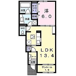 コマクサ 1LDKの間取図画像