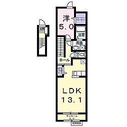 ボアソルチB 1LDKの間取図画像