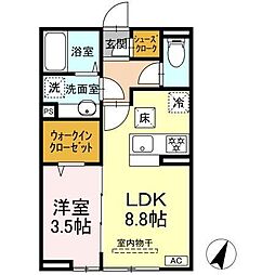 GRAND D-ROOM笹賀 1LDKの間取図画像