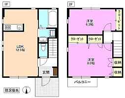 グレースコートA棟 2LDKの間取図画像