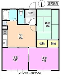 コーポ上條B 3DKの間取図画像