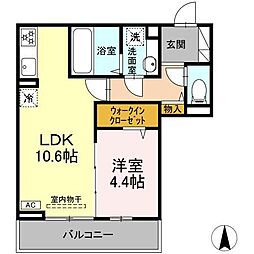 ＴＨＲＥＥ 3階1LDKの間取り