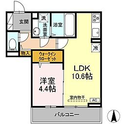 ＴＨＲＥＥ 3階1LDKの間取り