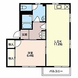 フレグランスたけくらＦ 2階1LDKの間取り