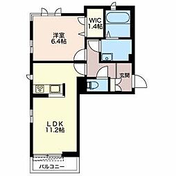 ディアコートまるも 1階1LDKの間取り