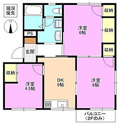 フレグランス四季 1階3DKの間取り