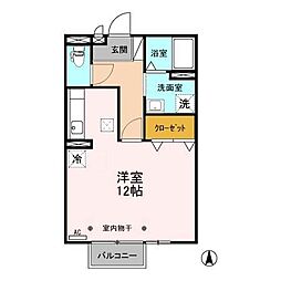 セジュール橋詰 1階ワンルームの間取り