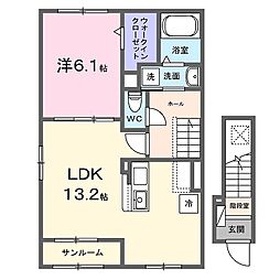 ルミナス・スターズ 201 2階1LDKの間取り