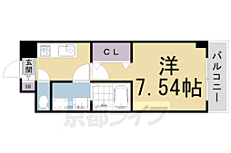 CREA二条城北 1Kの間取図画像