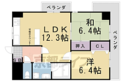 クレセントオークス 2LDKの間取図画像