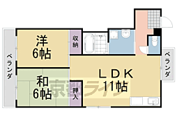 クレスト桂坂 2LDKの間取図画像