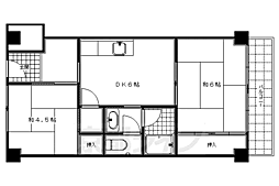木村工業マンション 2DKの間取図画像