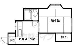 バンブーハイツ 1DKの間取図画像