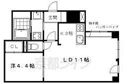 ヴァン四条大宮 1LDKの間取図画像