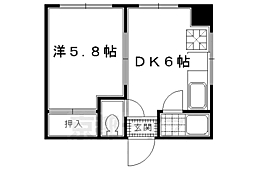 マンション聚楽 1DKの間取図画像