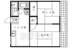 里尻スカイハイツ 2Kの間取図画像
