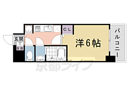 プレサンス京都烏丸爛都 1Kの間取図画像