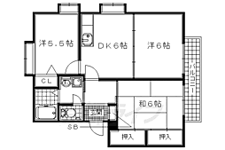 ウエストサイドタウンA棟 3DKの間取図画像