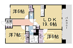 エスリード太秦三条天神川 3LDKの間取図画像