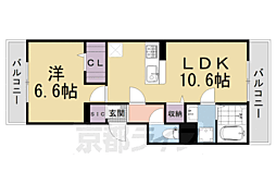 京都市左京区北白川上池田町マンション 1LDKの間取図画像