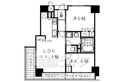 アベニール三条油小路 2LDKの間取図画像