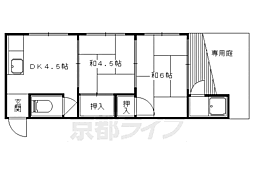 源荘 2DKの間取図画像