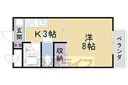 メゾン林2 1Kの間取図画像