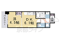 CREST TAPP京都太秦天神川dexII 1DKの間取図画像