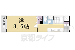 プレジール天神 1Kの間取図画像