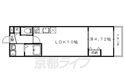 クオーレ2納所 1LDKの間取図画像