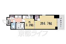 エステムプラザ京都烏丸五条 1Kの間取図画像