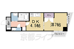 エス・キュート京都下鴨東 1DKの間取図画像