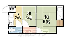 第二北村マンション 2階2Kの間取り