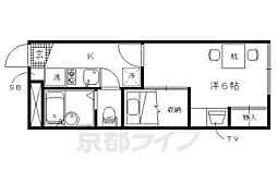 京都市営烏丸線 北大路駅 3.1kmの賃貸アパート 1階1Kの間取り