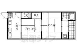 京都市営烏丸線 北山駅 徒歩6分の賃貸アパート 2階2Kの間取り