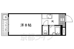 京都市営烏丸線 北山駅 徒歩20分の賃貸マンション 1階ワンルームの間取り