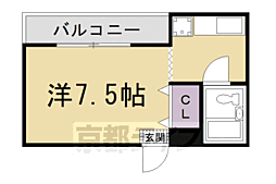 ヤングヴィレッジ嵯峨 1階1Kの間取り