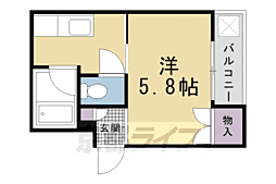 京都市営烏丸線 鞍馬口駅 徒歩4分の賃貸マンション 3階1Kの間取り