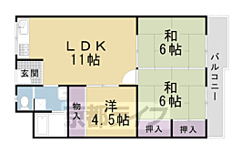 メガロコープ西陣 5階3LDKの間取り