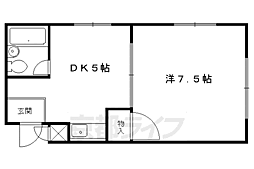 ヴィラ天神 3階1DKの間取り
