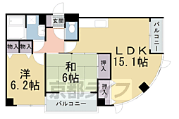 京都市営烏丸線 北山駅 徒歩9分の賃貸マンション 1階2LDKの間取り