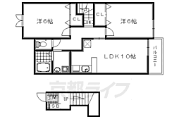リヴ　グレイスＢ棟 2階2LDKの間取り