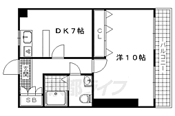 京都市営烏丸線 烏丸御池駅 徒歩5分の賃貸マンション 3階1DKの間取り