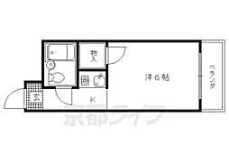 京都市営烏丸線 北大路駅 徒歩20分の賃貸マンション 3階1Kの間取り
