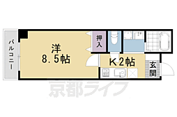JR山陰本線 二条駅 徒歩10分の賃貸マンション 1階1Kの間取り