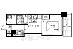 京都市営烏丸線 烏丸御池駅 徒歩9分の賃貸マンション 4階1DKの間取り